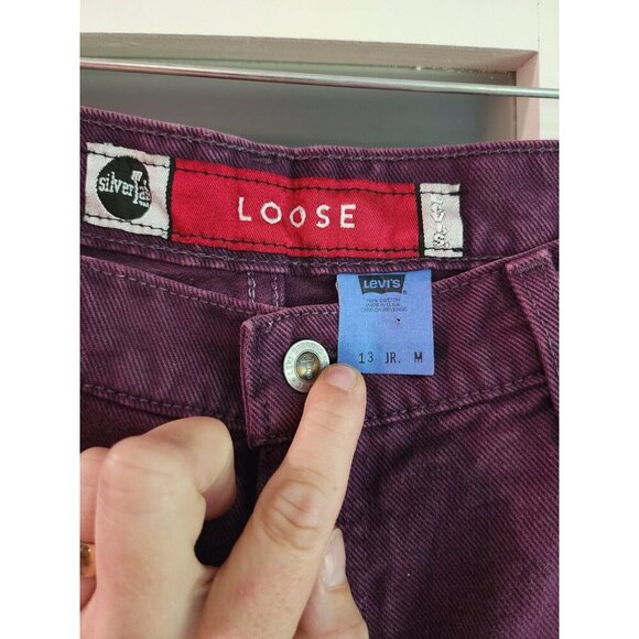 VTG Y2k Levi's Silvertab Loose Fit Jeans High Rise Misses Juniors Sz 13 Purple - Picture 5 of 9